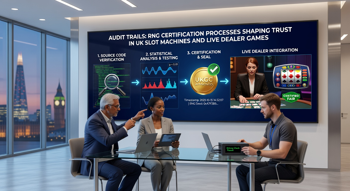 Live dealer blackjack table with overlaid RNG audit trail visualization during certification testing