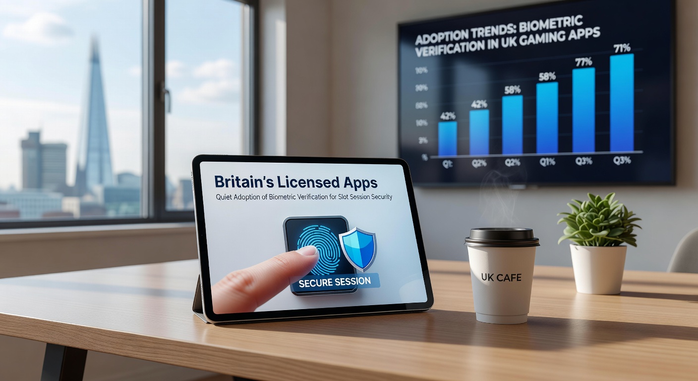Mobile screen showing biometric scan prompt during a slot game session on a licensed British app