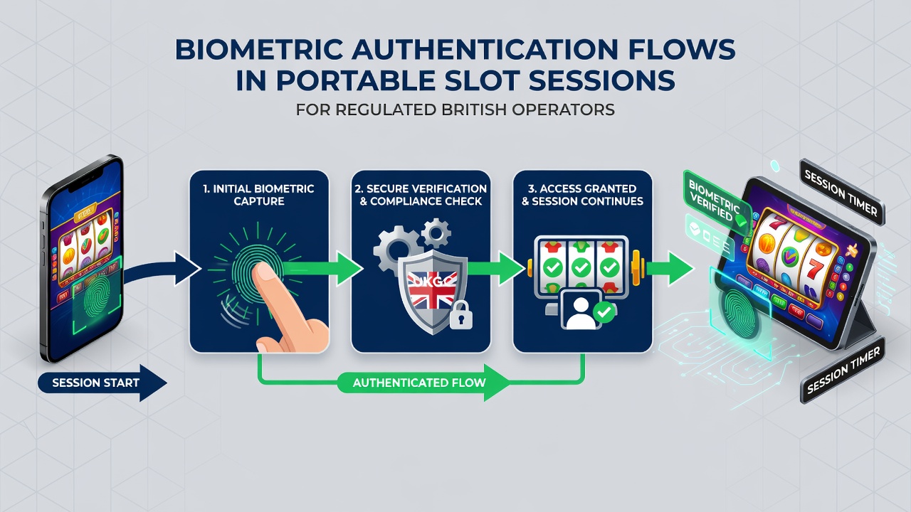 Flowchart showing secure data pathways from mobile device sensors through encrypted verification servers in regulated slot environments