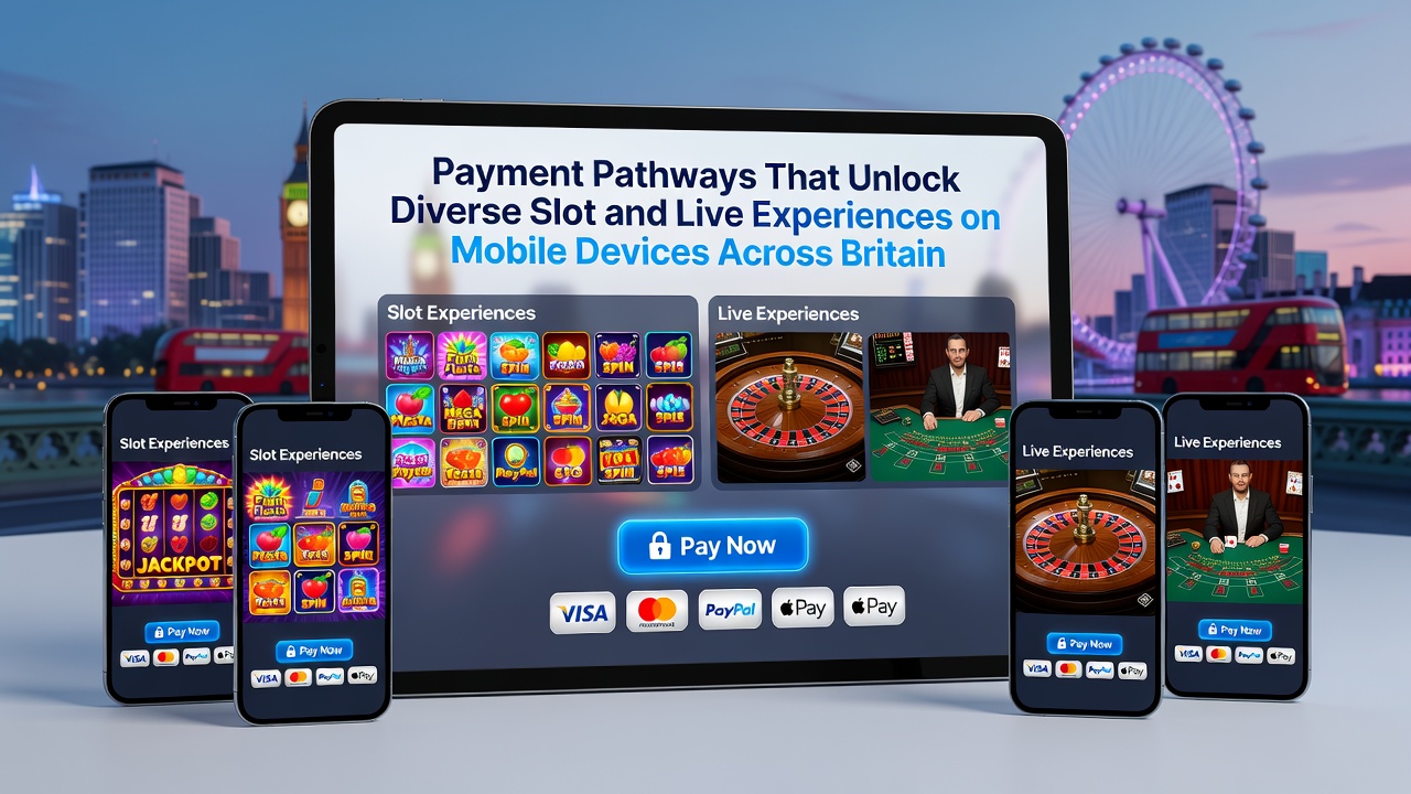 Mobile screen showing integrated payment flow for diverse casino games in Britain