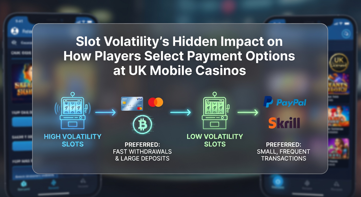 Player reviewing slot volatility information on a smartphone while selecting a payment method in a UK mobile casino app